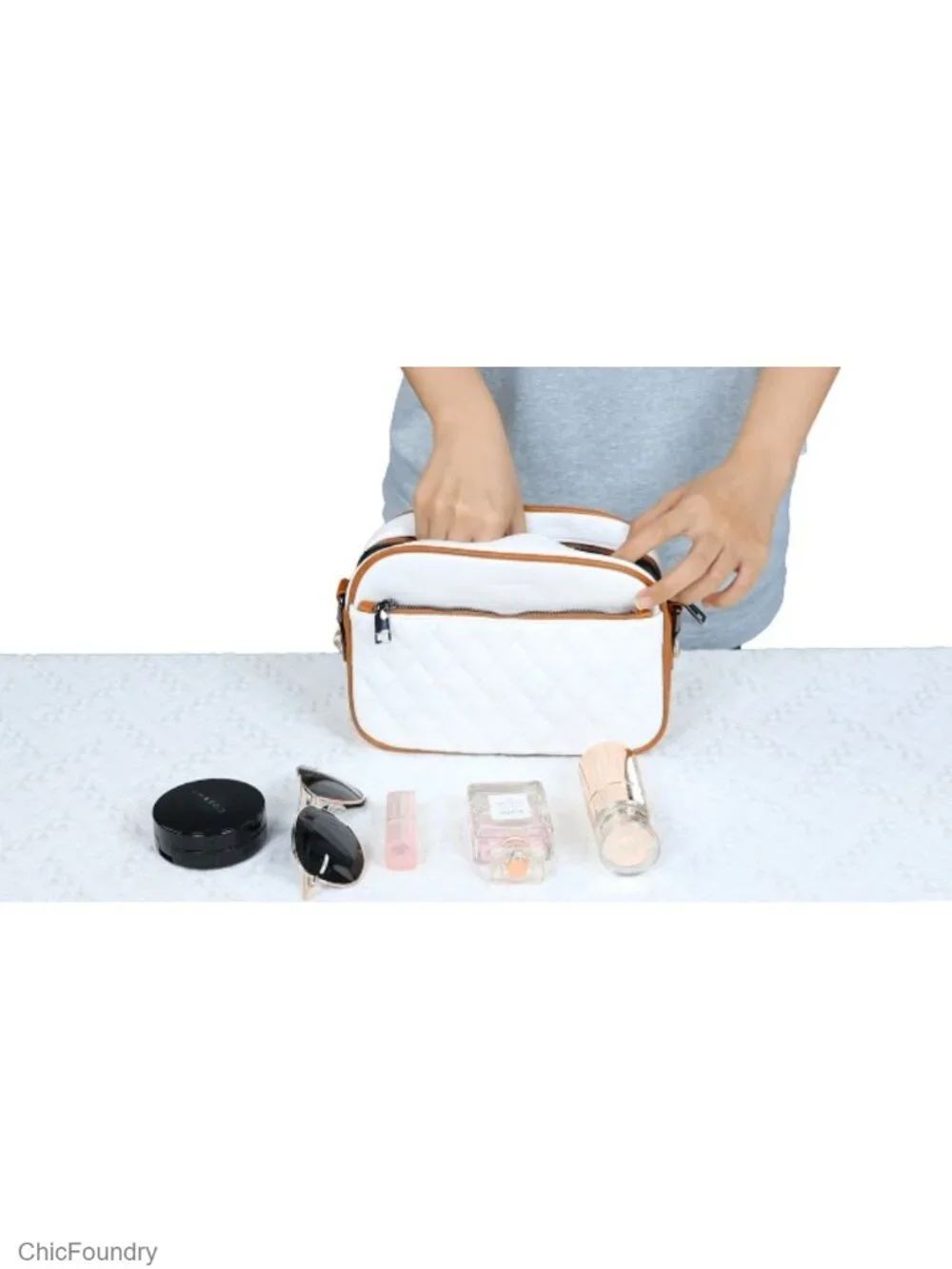 Quilted Faux Leather Crossbody Purse with Adjustable Strap